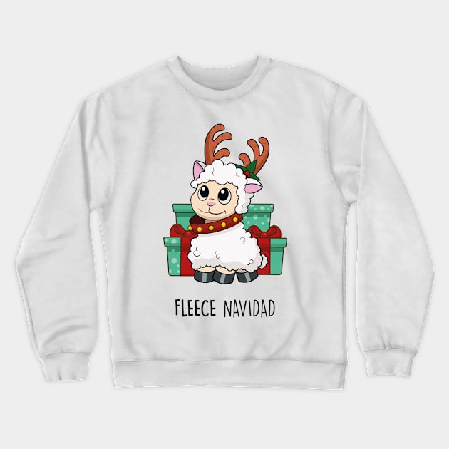 Fleece Navidad | Cute Christmas Pun Tshirt | Sheep Joke Crewneck Sweatshirt by Sarah's Simulacrum